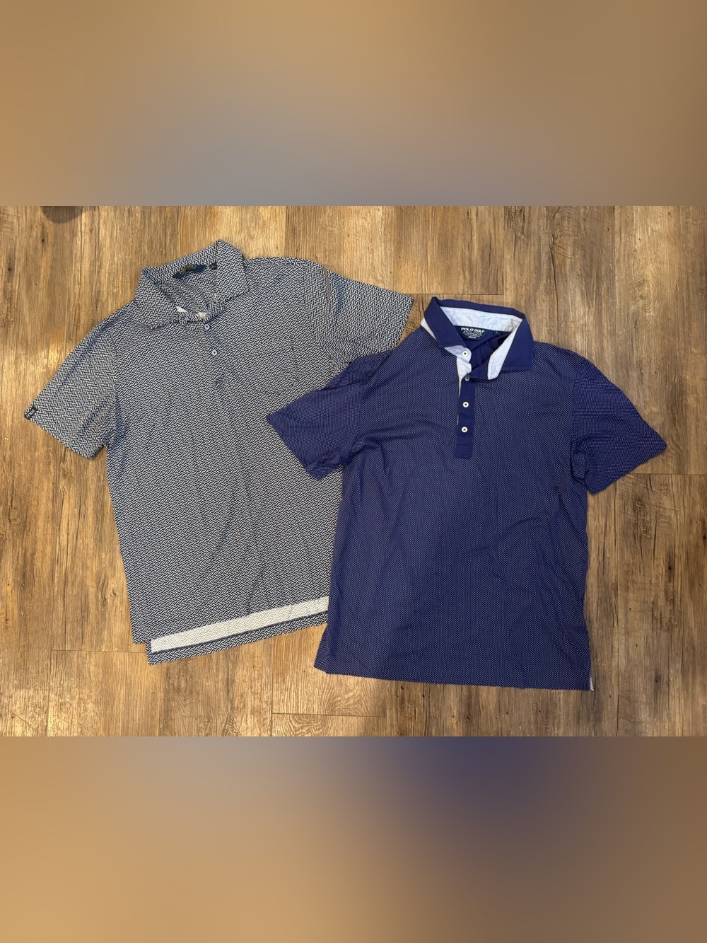 Polo Golf Ralph Lauren Polo Blue Geometric Performance Cotton Shirt Sz L (2)